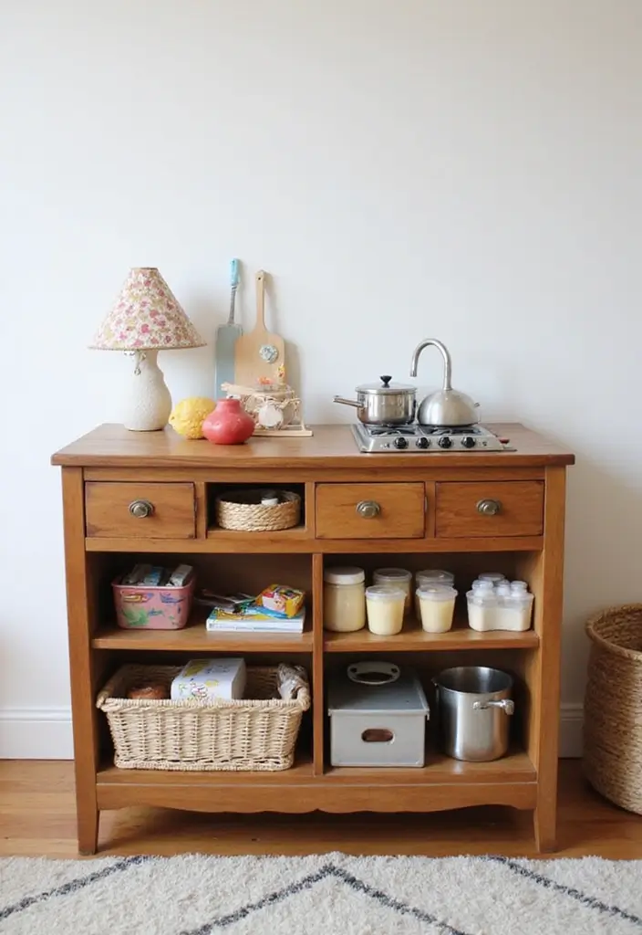 27 Kids Kitchen Storage Solutions That Parents Love - 24. Repurposed Furniture