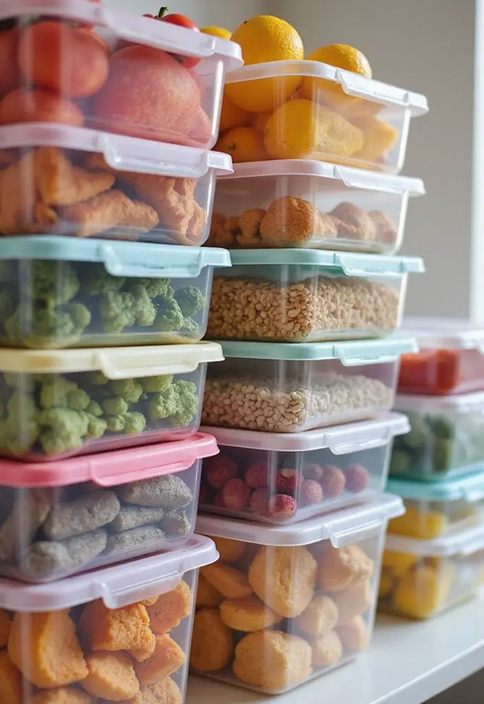 27 Kids Kitchen Storage Solutions That Parents Love - 3. Stackable Bins for Play Food