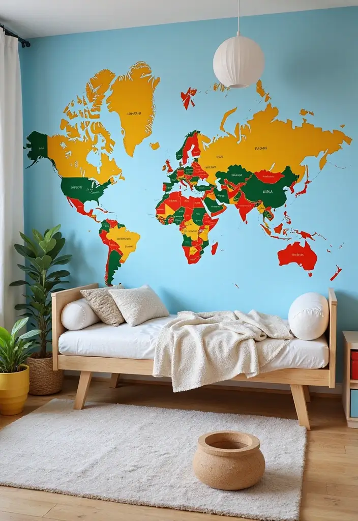 27 Kids Room Ideas That Spark Creativity and Fun - 21. World Map Adventures