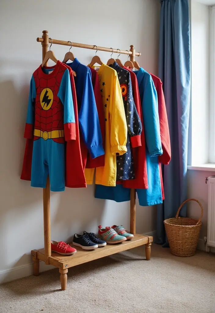 27 Marvel Kids Bedroom Designs Every Young Superhero Will Love - 16. Superhero Costume Rack