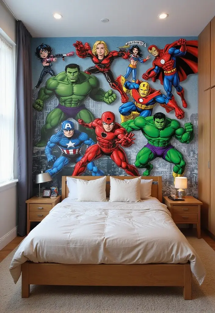 27 Marvel Kids Bedroom Designs Every Young Superhero Will Love - 18. Superhero Wall Decals