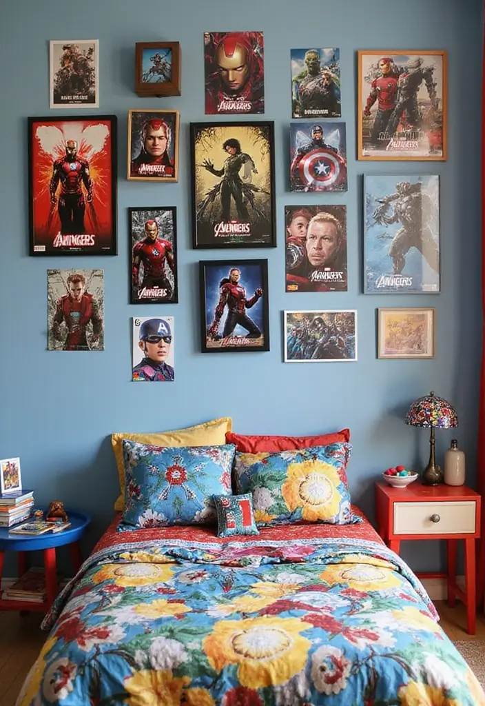 27 Marvel Kids Bedroom Designs Every Young Superhero Will Love - 4. Avengers Assemble Gallery Wall