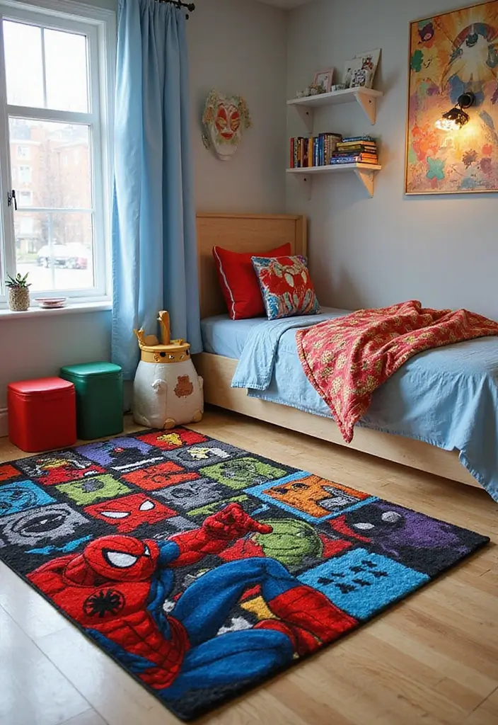 27 Marvel Kids Bedroom Designs Every Young Superhero Will Love - 9. Marvelous Rug Designs