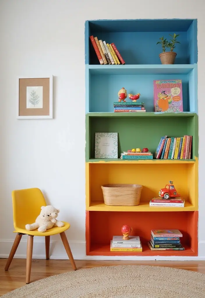 27 Rainbow Room Ideas for Kids That Spark Joy Instantly - 1. Rainbow Shelves: Organize in Style