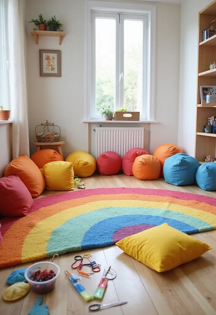 27 Rainbow Room Ideas for Kids That Spark Joy Instantly - 11. Rainbow Play Area: A Creative Corner