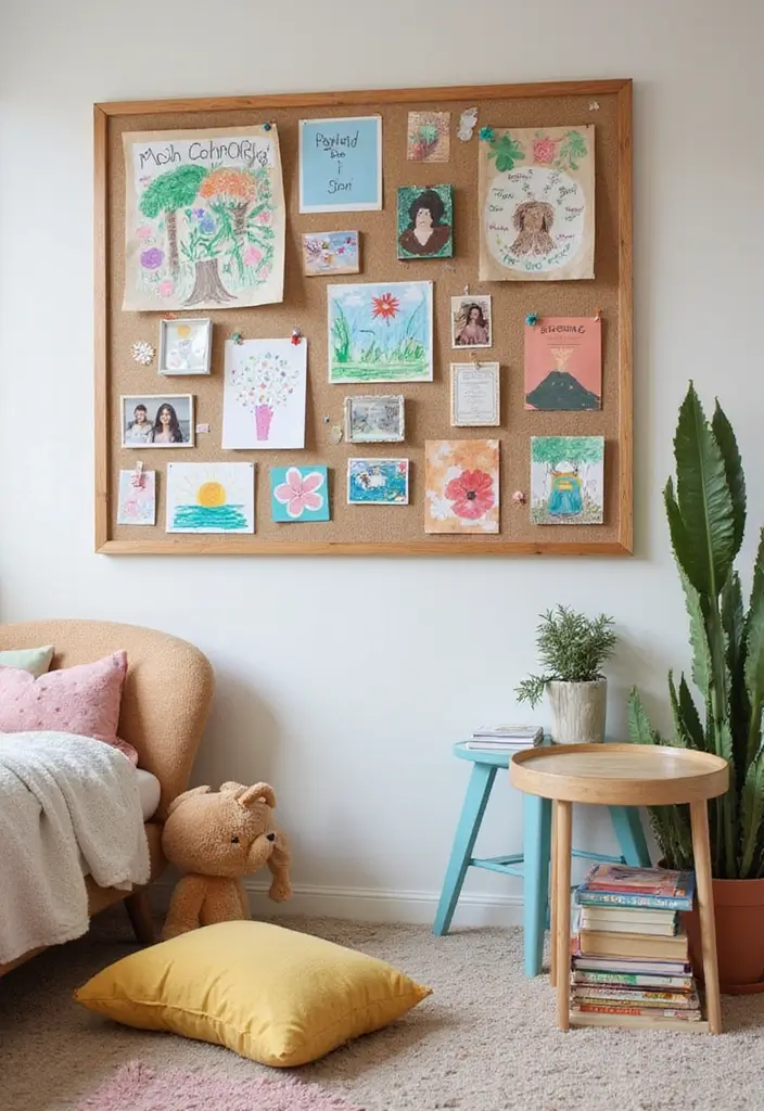 27 Rainbow Room Ideas for Kids That Spark Joy Instantly - 20. Rainbow Memory Board: Display Ideas