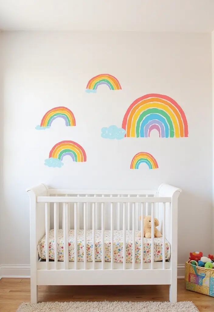 27 Rainbow Room Ideas for Kids That Spark Joy Instantly - 26. Rainbow Wall Decals: Easy, Fun, and Removable