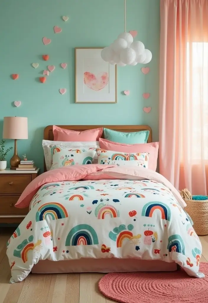 27 Rainbow Room Ideas for Kids That Spark Joy Instantly - 6. Playful Bedding: Sleep in Color