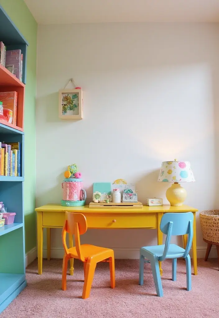27 Rainbow Room Ideas for Kids That Spark Joy Instantly - 8. Rainbow Furniture: Bold Choices