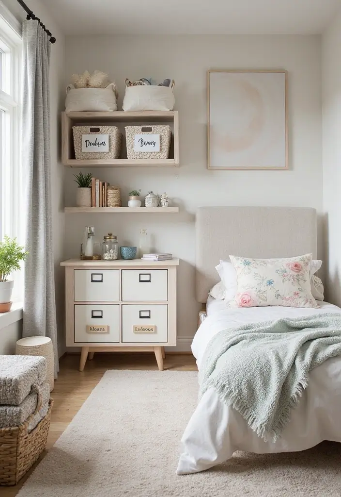 27 Small Shared Kids Bedroom Hacks That Save Space - 12. Personalized Name Labels