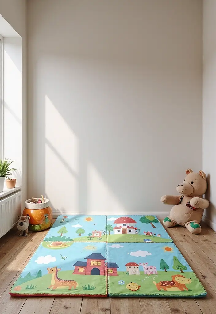 27 Small Shared Kids Bedroom Hacks That Save Space - 13. Foldable Play Mats