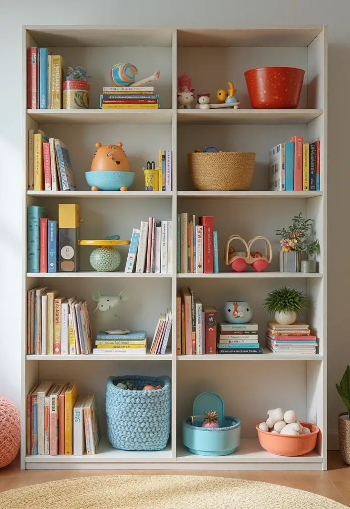 27 Small Shared Kids Bedroom Hacks That Save Space - 14. Shelf Dividers