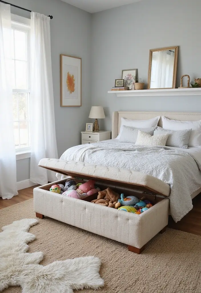 27 Small Shared Kids Bedroom Hacks That Save Space - 18. Hidden Toy Storage