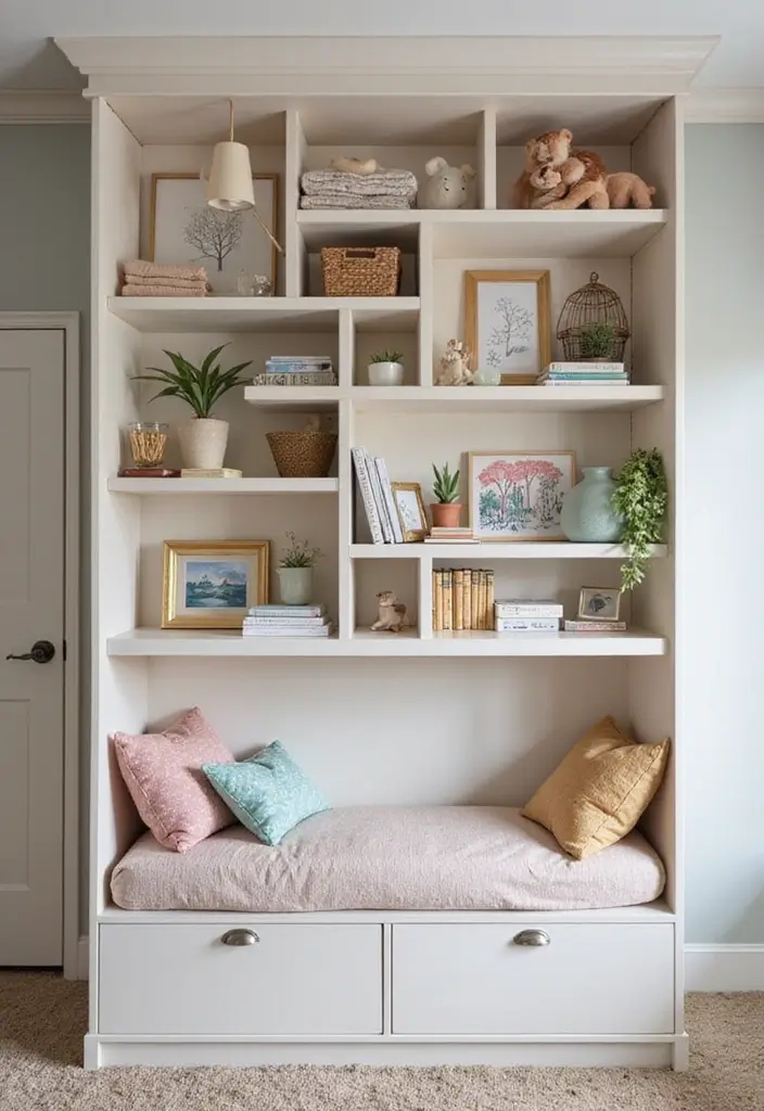 27 Small Shared Kids Bedroom Hacks That Save Space - 19. Customizable Shelving