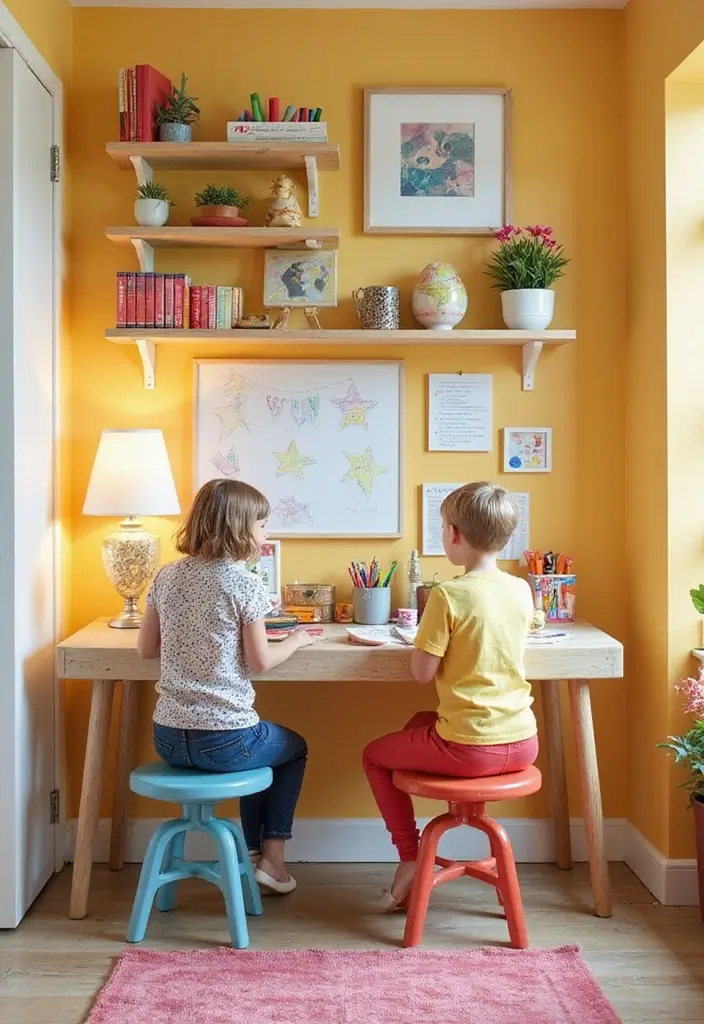 27 Small Shared Kids Bedroom Hacks That Save Space - 3. Wall-mounted Desks