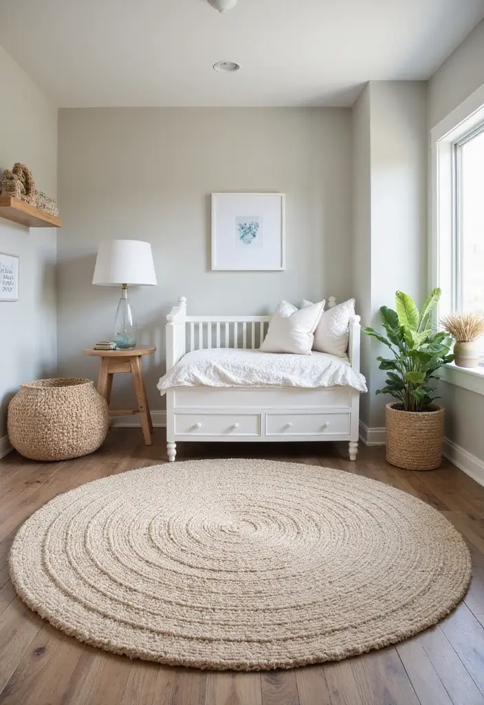 28 Coastal Kids Bedroom Inspirations Full of Breezy Charm - 14. Playful Textured Rugs