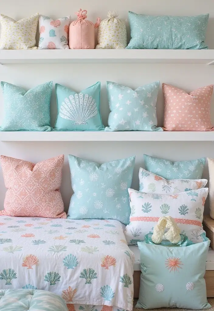 28 Coastal Kids Bedroom Inspirations Full of Breezy Charm - 18. Seashell Pattern Fabrics
