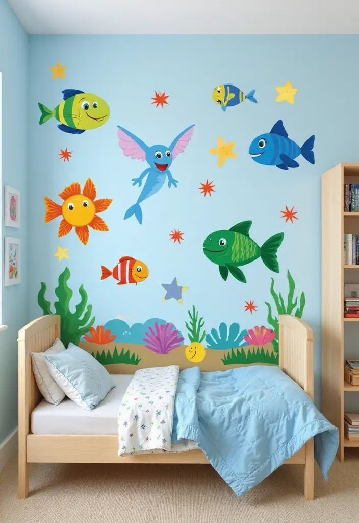 28 Coastal Kids Bedroom Inspirations Full of Breezy Charm - 19. Interactive Wall Decals