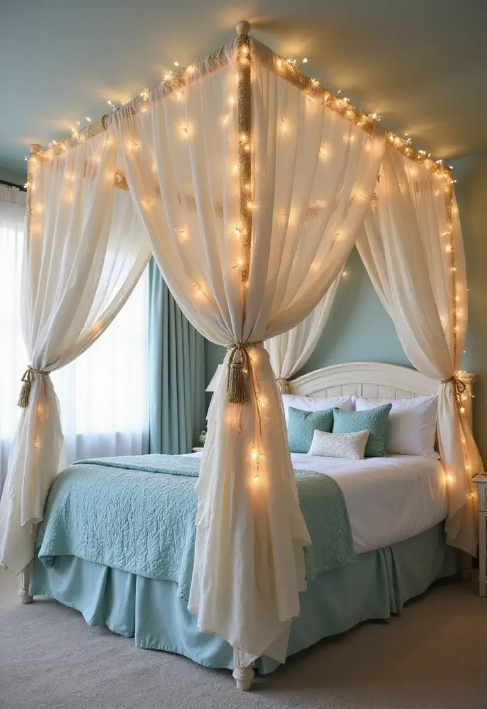 28 Coastal Kids Bedroom Inspirations Full of Breezy Charm - 5. Whimsical Canopy Beds