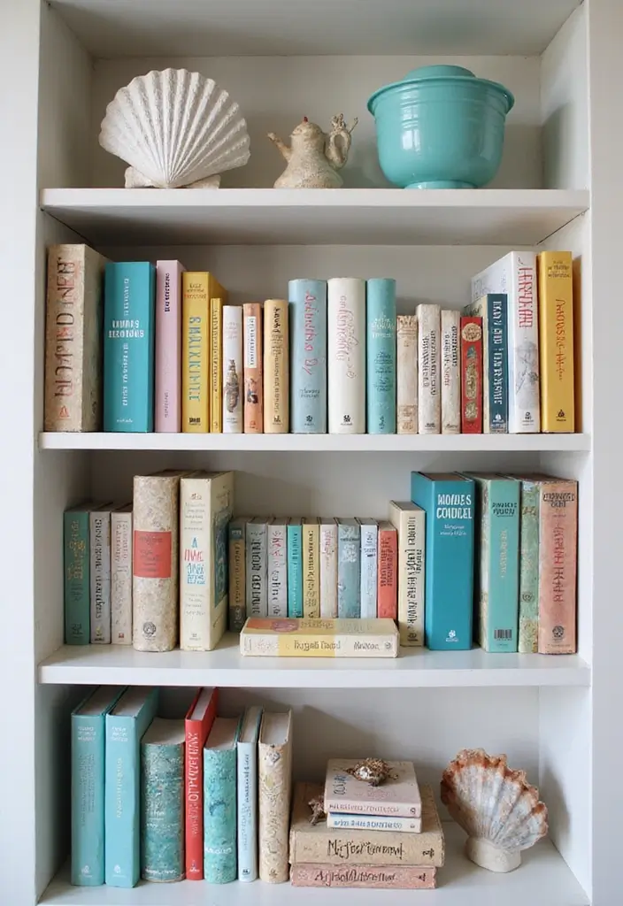 28 Coastal Kids Bedroom Inspirations Full of Breezy Charm - 6. Beach-Themed Bookshelves