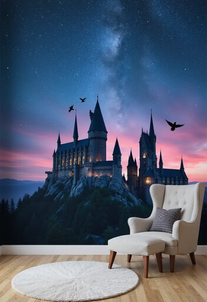 28 Harry Potter Kids Room Inspirations Full of Magic - 1. Enchanted Wall Murals