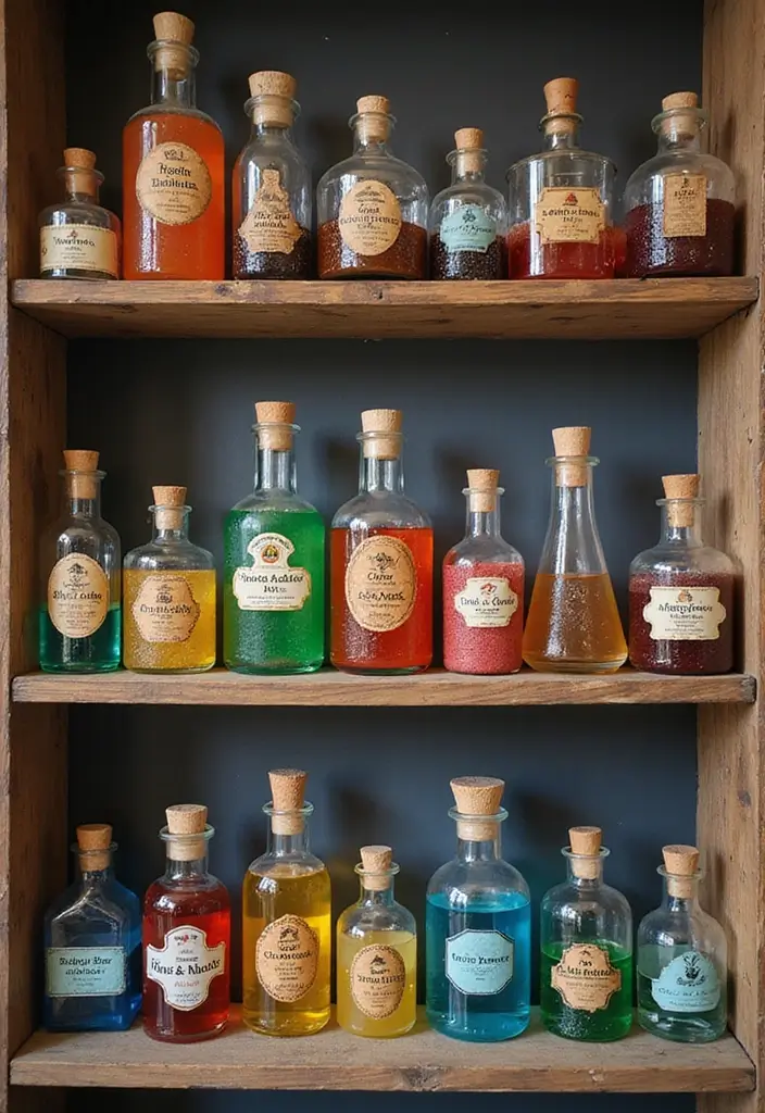 28 Harry Potter Kids Room Inspirations Full of Magic - 11. Potion Bottle Decor