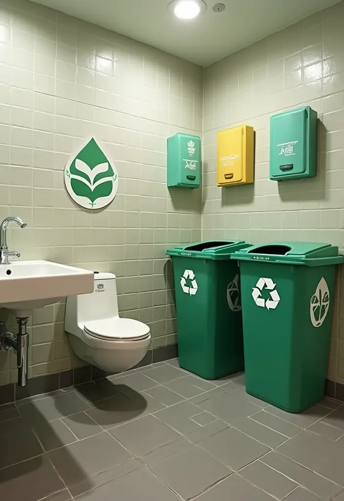 28 Kids Jack and Jill Bathroom Ideas That Are Functional and Fun - 28. Eco-Friendly Trash Solutions