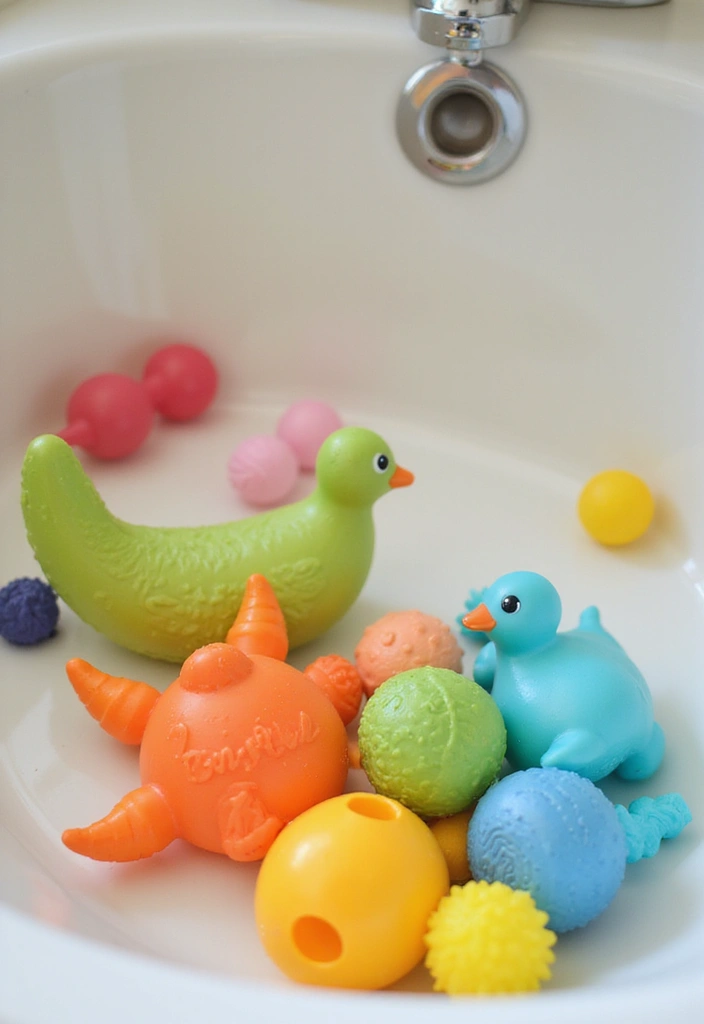 28 Kids Jack and Jill Bathroom Ideas That Are Functional and Fun - 4. Eco-Friendly Bath Toys