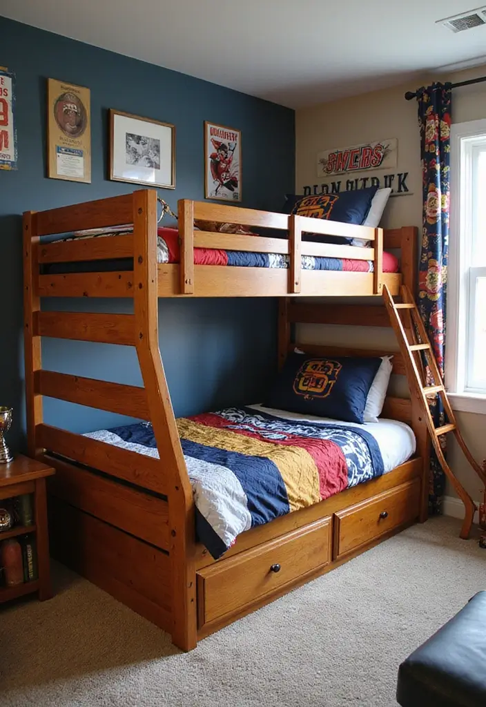 28 Kids Rooms with Bunk Beds That Save Space in Style - 13. The Sports Fanatic