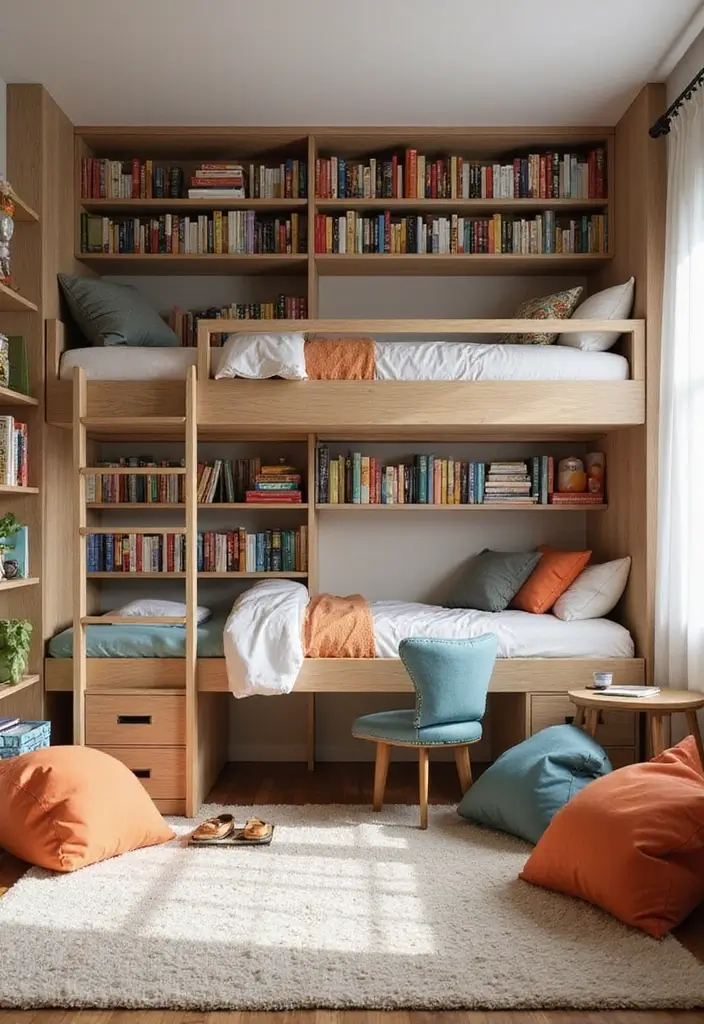 28 Kids Rooms with Bunk Beds That Save Space in Style - 6. Cozy Library Haven