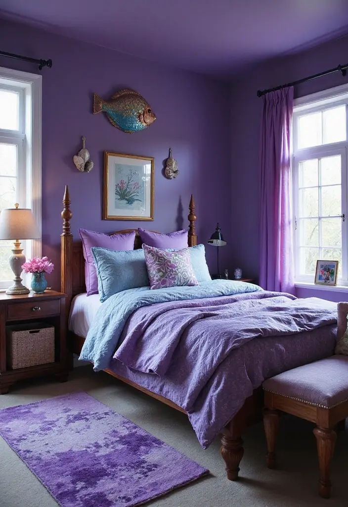28 Purple Bedroom Ideas for Kids That Look Magical 11. Magical Mermaid Oasis