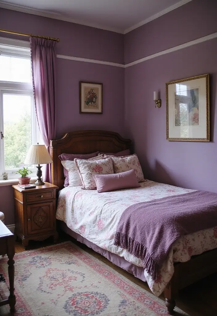 28 Purple Bedroom Ideas for Kids That Look Magical 13. Vintage Charm
