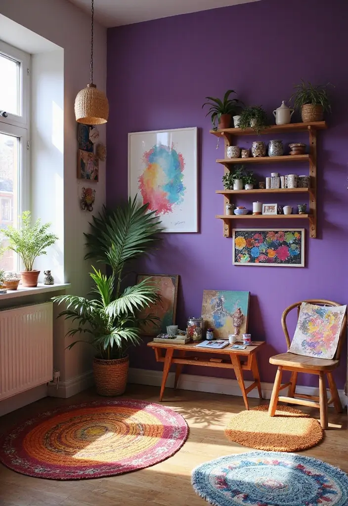28 Purple Bedroom Ideas for Kids That Look Magical 15. Art Studio Haven
