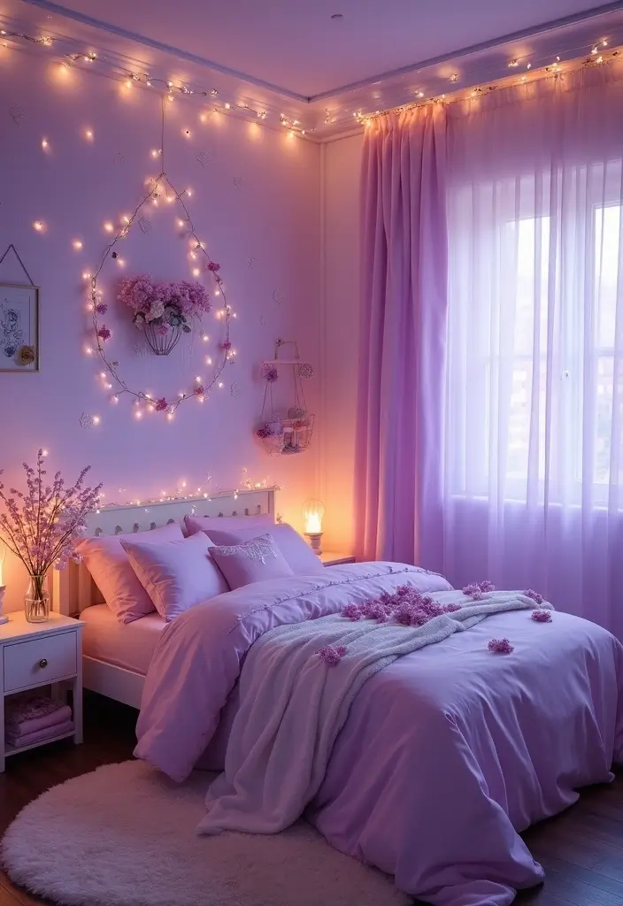 28 Purple Bedroom Ideas for Kids That Look Magical 17. Fairy Glow