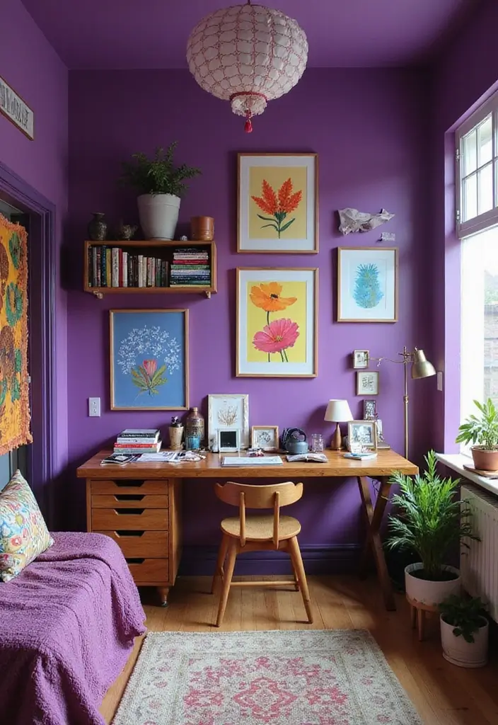 28 Purple Bedroom Ideas for Kids That Look Magical 27. Artistic Flair