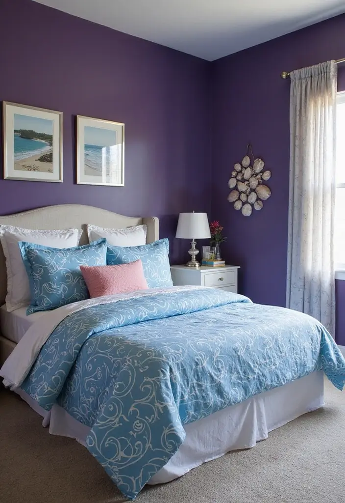 28 Purple Bedroom Ideas for Kids That Look Magical 6. Ocean Wave Paradise