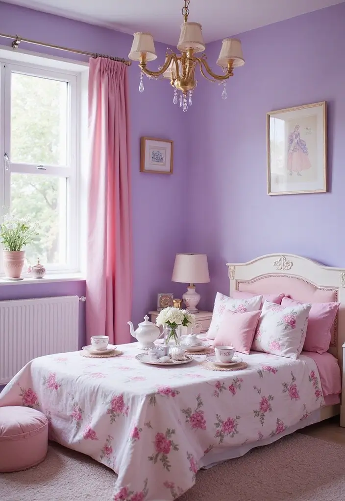 28 Purple Bedroom Ideas for Kids That Look Magical 7. Princess Tea Party
