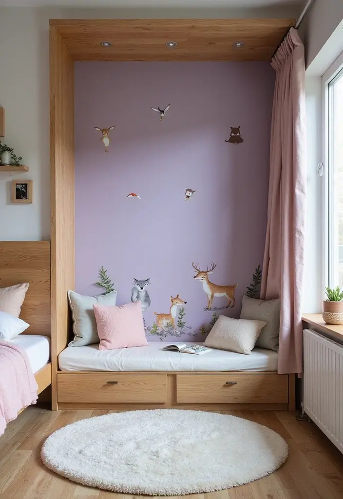 28 Purple Bedroom Ideas for Kids That Look Magical 8. Magical Woodland Creatures