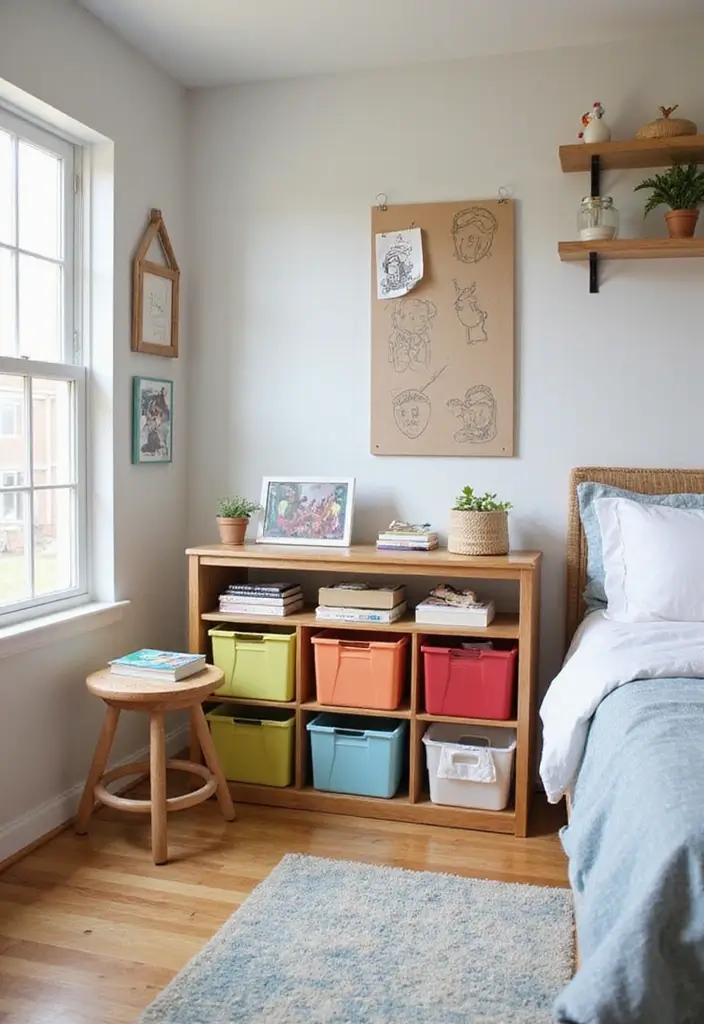 28 Simple Girl Bedroom Designs for Kids That Are Budget-Friendly - 10. Fun and Functional Storage Solutions