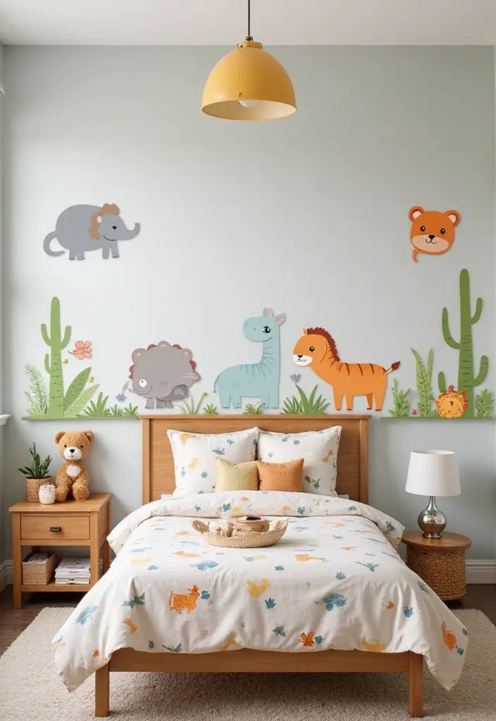 28 Simple Girl Bedroom Designs for Kids That Are Budget-Friendly - 12. Playful Animal Decor