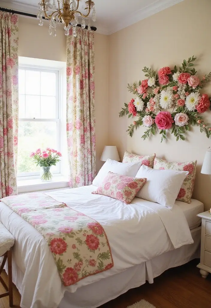 28 Simple Girl Bedroom Designs for Kids That Are Budget-Friendly - 14. Sweet Floral Accents