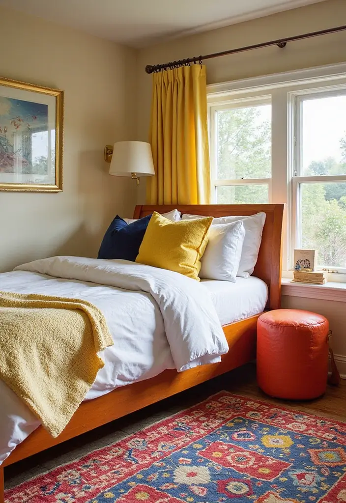 28 Simple Girl Bedroom Designs for Kids That Are Budget-Friendly - 18. Bright and Cheerful Rugs