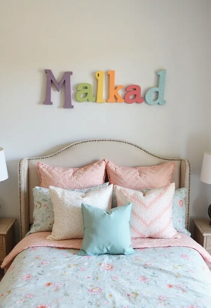 28 Simple Girl Bedroom Designs for Kids That Are Budget-Friendly - 22. Personal Touch with Name Decor