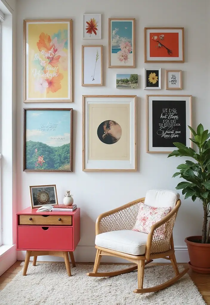 28 Simple Girl Bedroom Designs for Kids That Are Budget-Friendly - 4. Colorful Gallery Wall