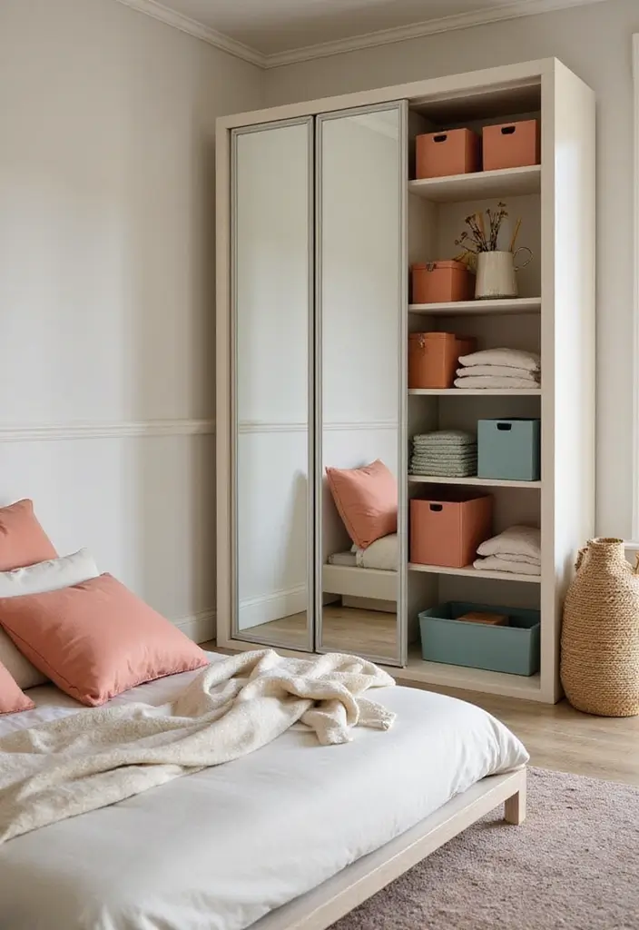 29 Divided Bedroom Ideas for Kids That Still Look United - 14. Compact Wardrobes