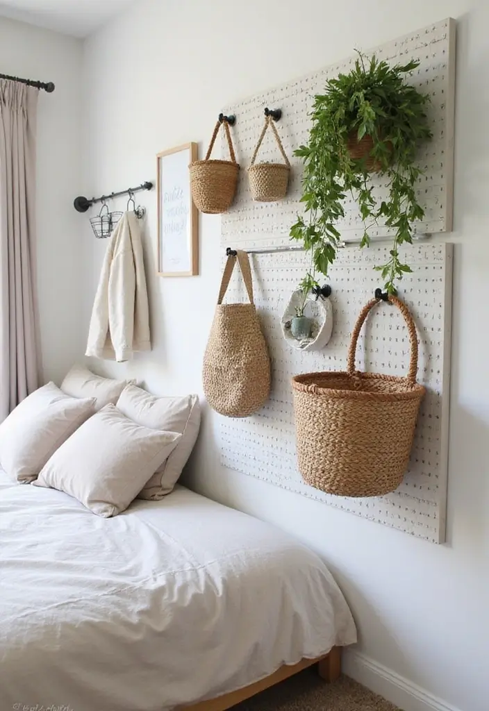 29 Divided Bedroom Ideas for Kids That Still Look United - 19. Flexible Hanging Storage