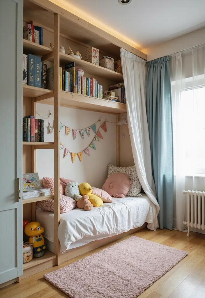 29 Divided Bedroom Ideas for Kids That Still Look United - 2. Creative Room Dividers