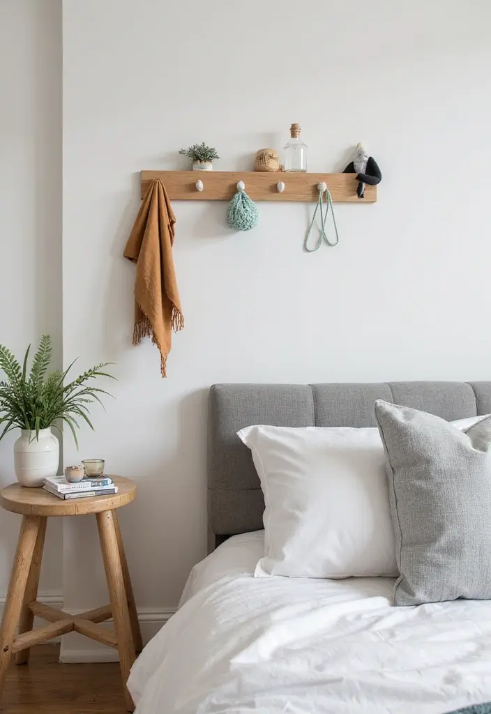 29 Divided Bedroom Ideas for Kids That Still Look United - 28. Functional Wall Hooks