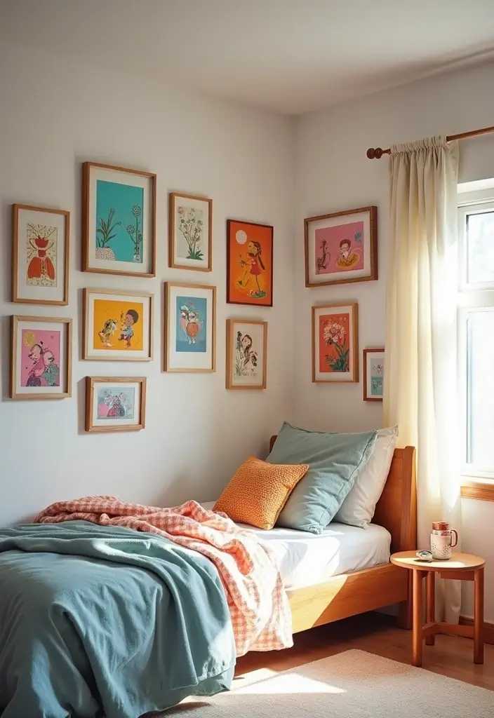29 Divided Bedroom Ideas for Kids That Still Look United - 8. Colorful Wall Art