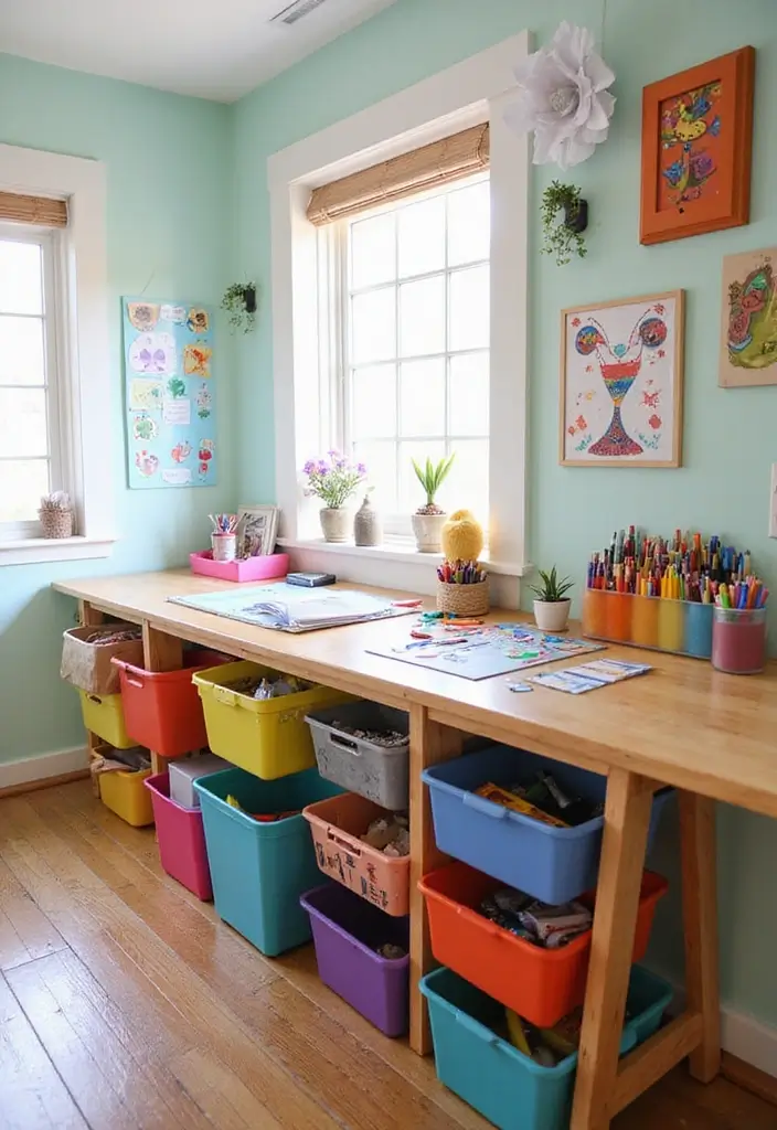 29 Eclectic Kids Room Styles That Mix Colors and Patterns Creatively - 12. Creative Craft Zone